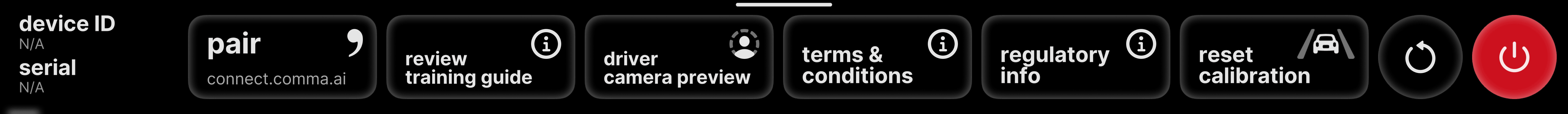 The Device settings panel on comma 4
